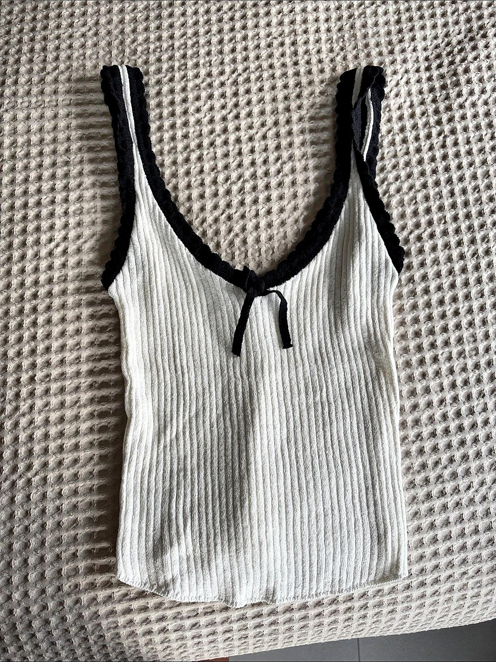 Zara Ribbed Trim Tie-Front Tank